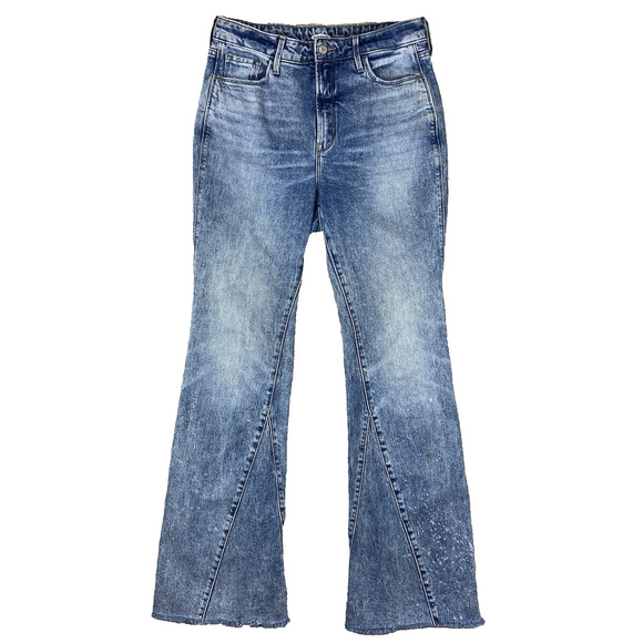 Old Navy Extra HighRise Flare Bell Bottom Jeans Sz 8 Acid Wash Boho Western Y2K - Picture 1 of 8